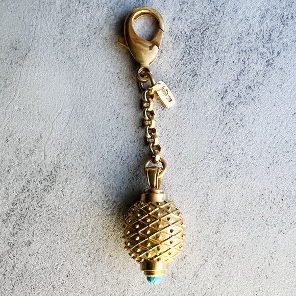 Rare Retired Julie Vos Gold-Tone Turquoise Pendant Charm Keychain Resort Coastal - Picture 7 of 15